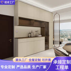 实木餐边柜ENF级环保生态板整体高柜酒柜衣柜一体组合到顶PET柜门