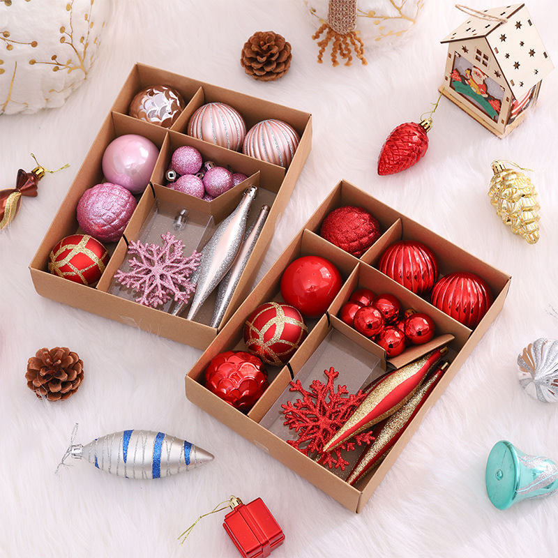 Navidad transfronteriza caja de bola de luz, paquete de regalo de galvanoplastia pintado, decoración de Navidad, set de bola de Navidad