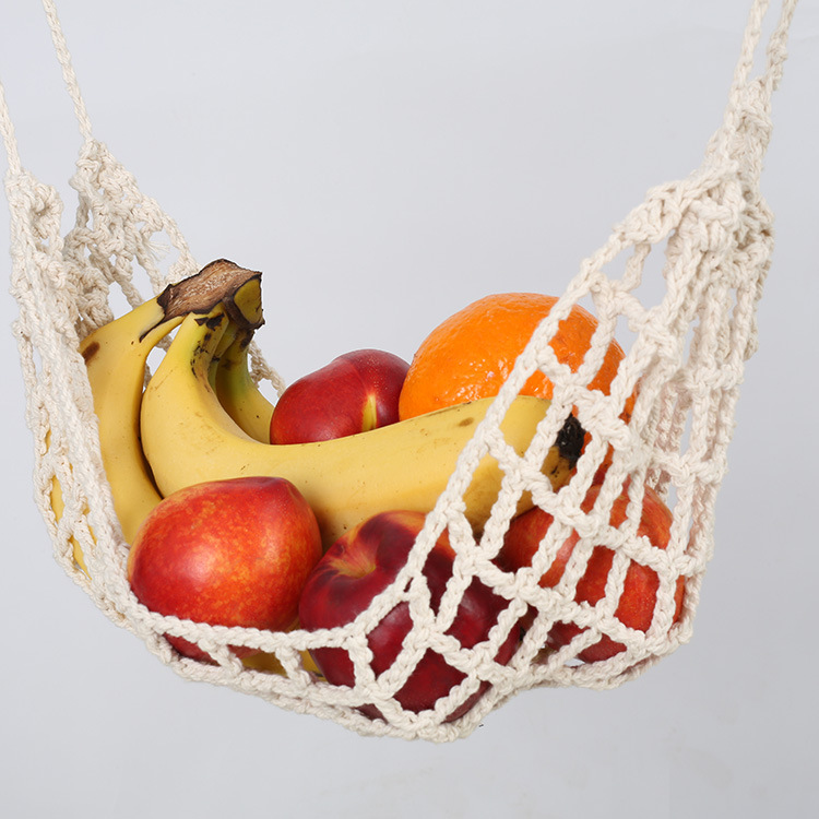现货批发棉绳编织水果兜 储物袋悬挂式收纳网兜 家用储物兜