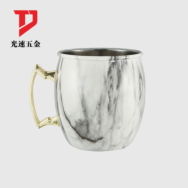 Taza de cerveza de acero inoxidable creativo patrón de dibujos animados taza de tambor taza de cóctel taza de mula de Moscú