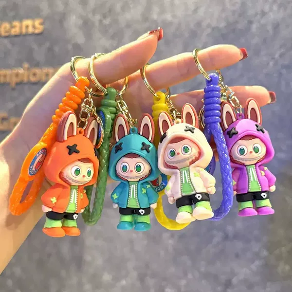 Cross-Border Labubu Keychain Bag Pendant Backpack Decoration Bao Yazi Arcade Small Gift Keychain Wholesale