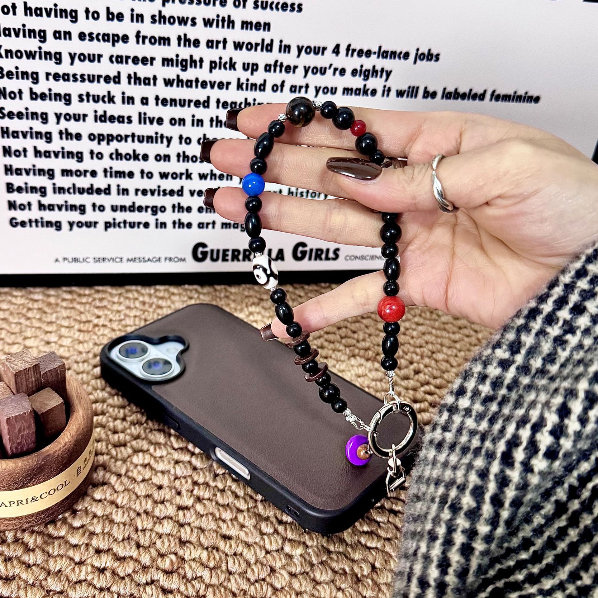 Boutique hecha a mano y de alta calidad, colgante de teléfono móvil de estilo chino, colgante de ojo de tigre, colgante de moda corto para teléfonos móviles