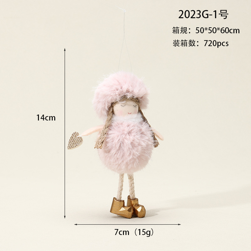 Nuevo producto transfronterizo Angel Doll Girl Lindo colgante de felpa Adornos navideños Adornos colgantes de árbol de Navidad