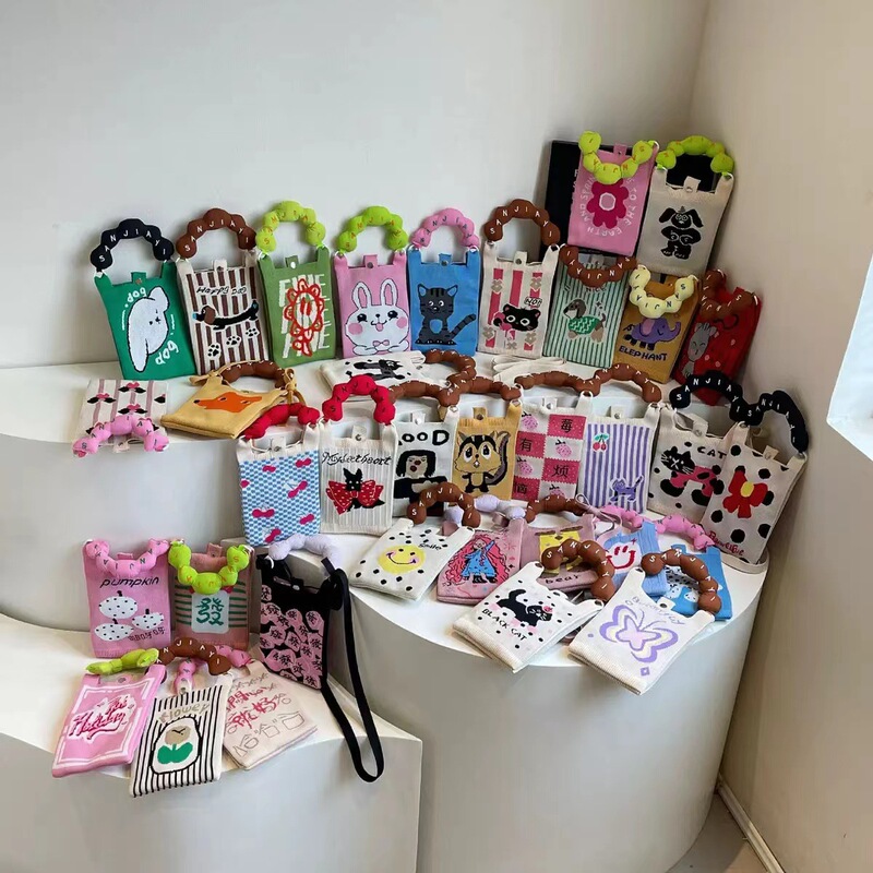 Cat Outfit Mobile Phone Bag Women's Cross-Body Mini Bag Small Cute Lightweight Four-Season Handbag Knitted Bag