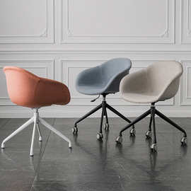 升降椅子全包棉麻旋转办公椅员工会议室椅子创意设计师老板椅子凳