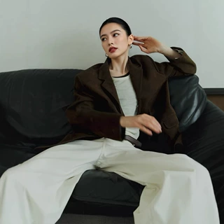 佳戎工厂 羊皮绒面美拉德真皮皮衣西装外套女绒面咖色 北欧港湾