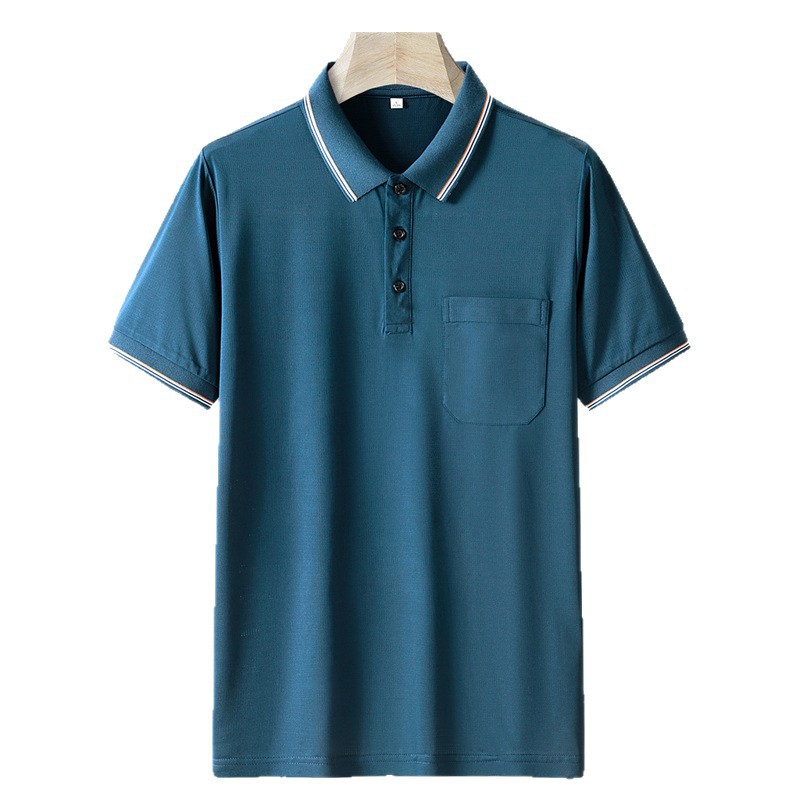 Verano hombre de mediana edad camiseta de manga corta de secado rápido con solapa comercial polo camiseta hombre media manga suelta papá abuelo ropa