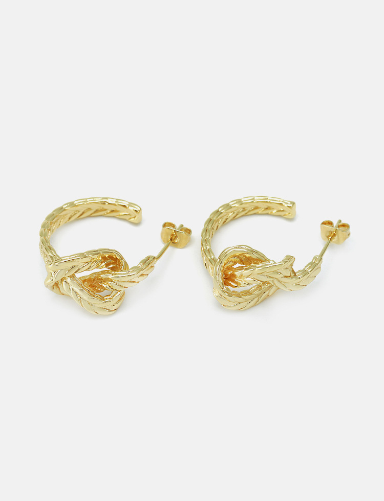 Fashion Irregular Twist Wheat Copper Gold-plated Earrings Wholesale display picture 4