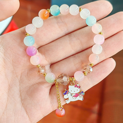 Cinnamon dog Sanrio glass bracelet live broadcast student live broadcast gift two-color crystal cartoon bracelet for women