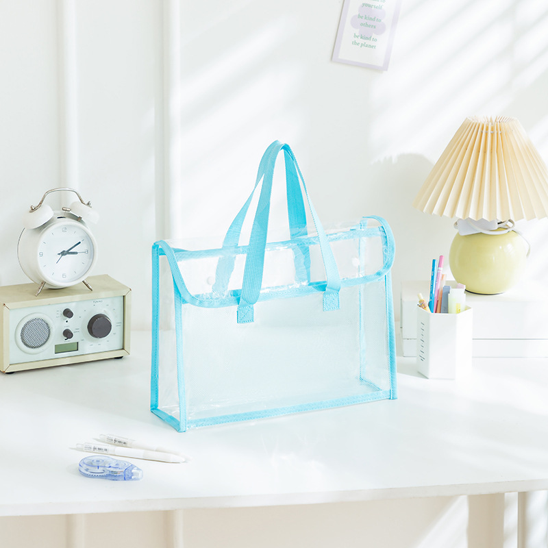 Bolsa de mano de PVC transparente gruesa bolsa de examen impermeable de gran capacidad bolsa de archivos bolsa de almacenamiento de libros bolsa de estudio para estudiantes