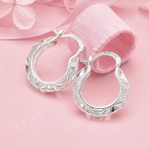Xiyin Temu 3cm Earrings Korean Silver Ear Jewelry Exquisite Hollow Round Earrings European and American Style Exaggerated Live Stream