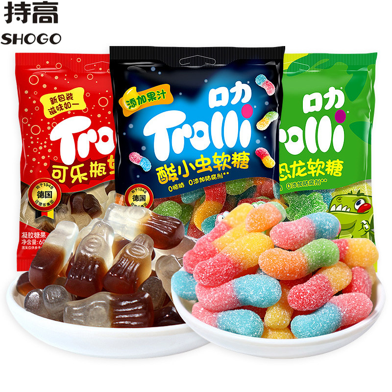 Trolli口力酸小虫软糖60g 可乐瓶造型QQ糖橡皮软糖儿童零食品批发