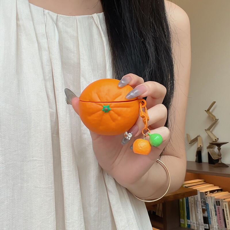 Simulated Sugar Orange Suitable for AirPods Pro2 Apple Headphone Shell 1/2/3/4 Generation Fruit Protective Cover Cute