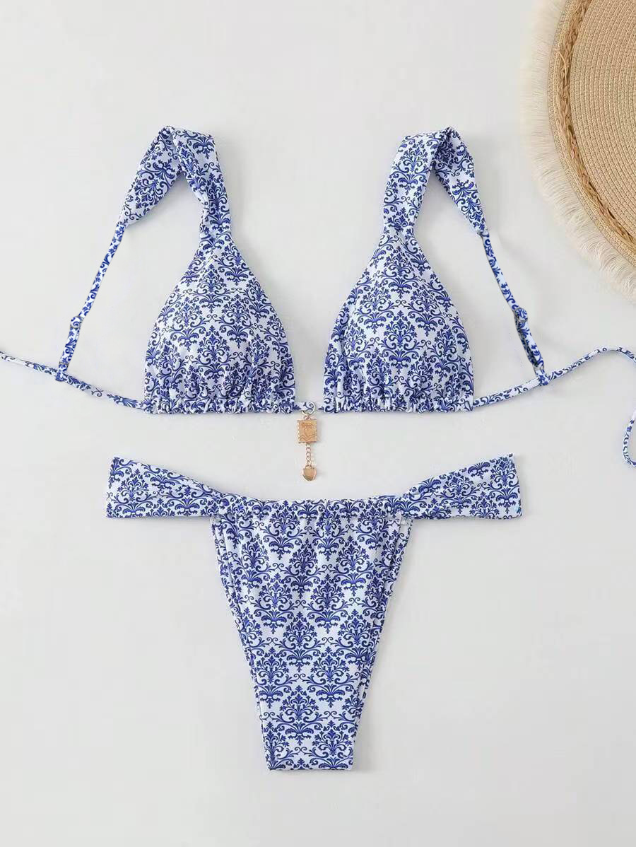 GraceChic 2025 New European And American Swimwear Sexy Cross-Border Bikini Printed Tie High-End Hot Girl Pure Desire Swimsuit For_voghion.com