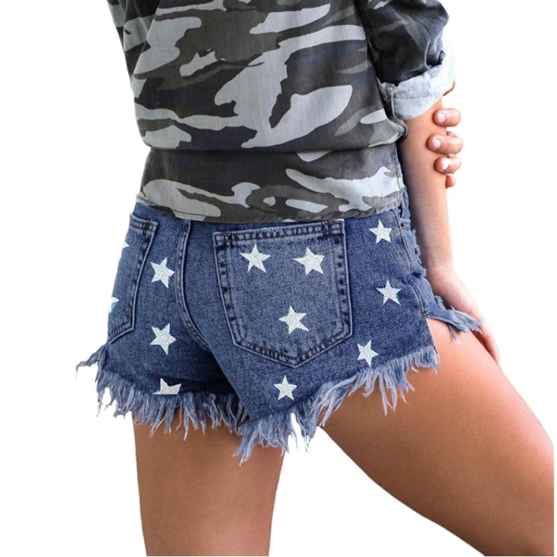 Shorts Vaqueros con Flecos Deshilachados de Amazon Primavera 2025, Sitio Independiente de eBay, Wish, Pantalones Vaqueros para Mujer en Existencia