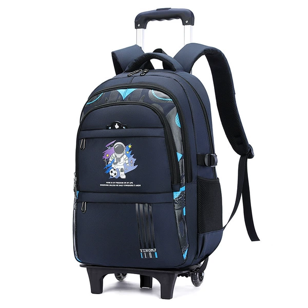 Blue suitcase on wheels