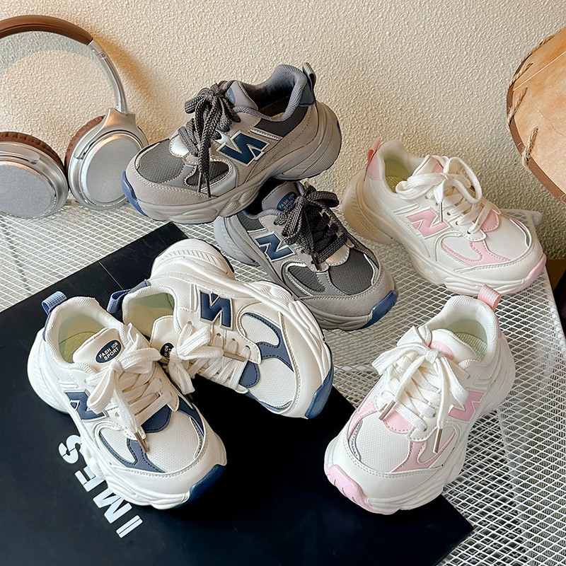 N-Shaped Kidsren's Dad's Shoes 2025 Spring & Fall New Girls' Sports Shoes, Medium and Large Kidsren's Genuine Leather Boys' Lightweight Casual Shoes