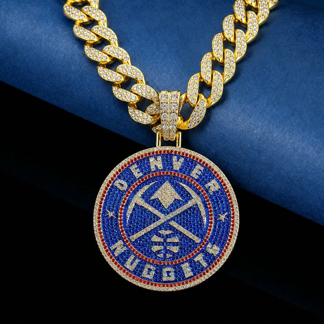 Europa y los Estados Unidos Hip Hop Denver Nuggets Colgante Emblema Collar Cuba hombre Colgante Personalidad Colgante Personalizado