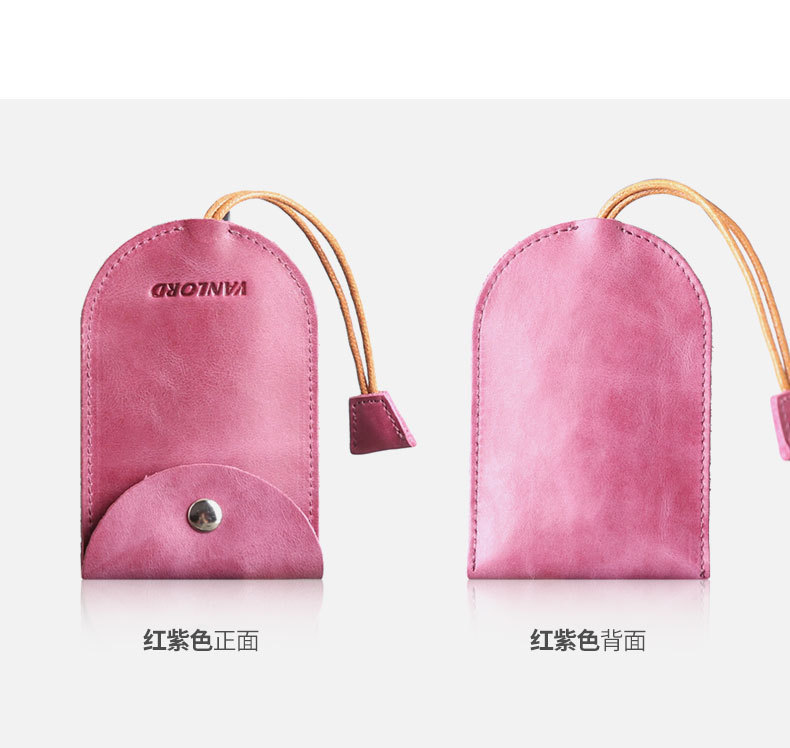 Suitable for Women's Genuine Leather Ultra-Thin Key Bag Creative Korean Cute Pull-Out Mini Compact Universal Car Lock