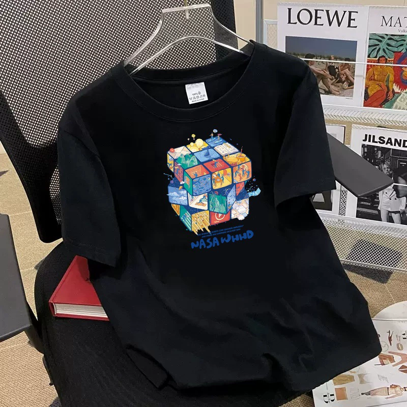 Летняя хлопковая базовая футболка с коротким рукавом, свободного кроя, oversize