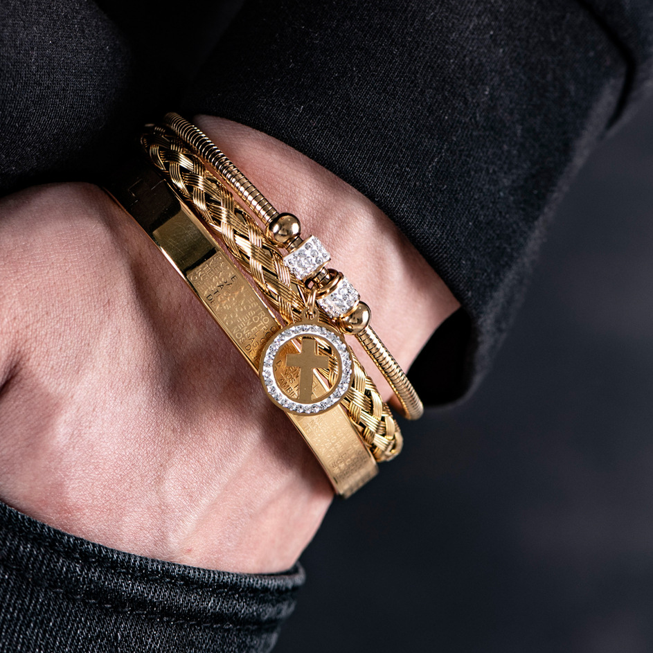 Bracelets Classification Glam Cross Stainless Steel Plating Bracelets