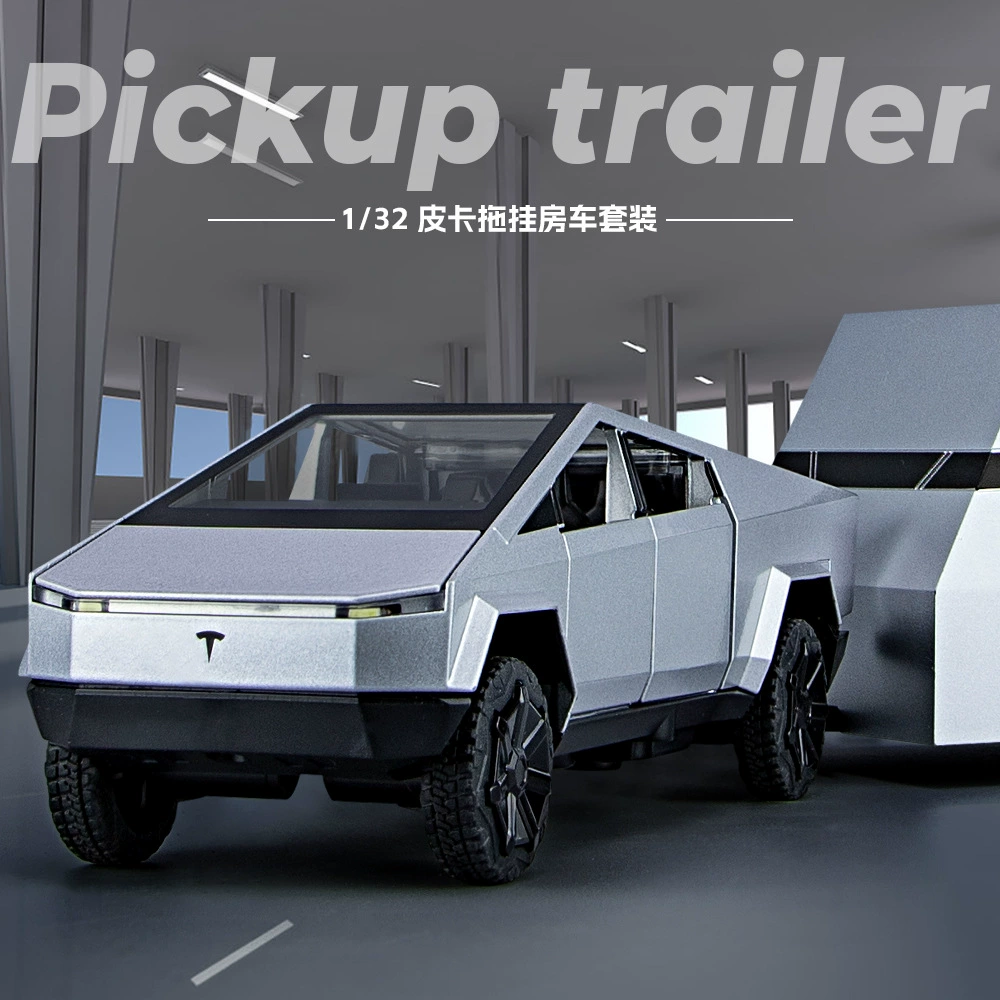 Игрушечный набор Tesla Metal RV для мальчиков - Идеально подходит для приключений и творческих игр, включает в себя пикап и прицеп