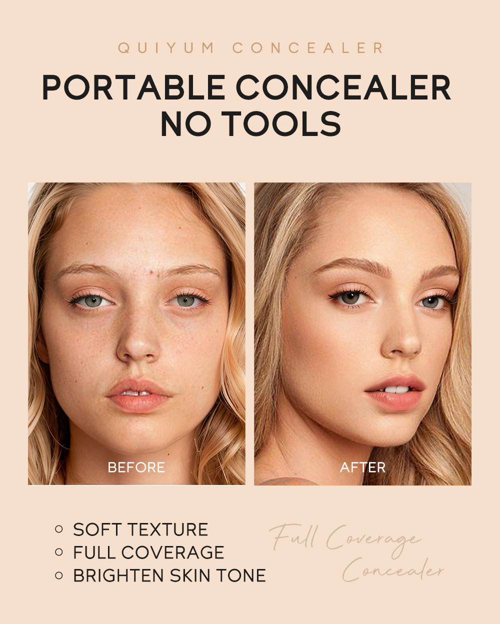 Cross-border QUIYUM Three-color Concealer 8g for contouring, covering blemishes and enhancing skin tone. Factory in stock for wholesale undefined