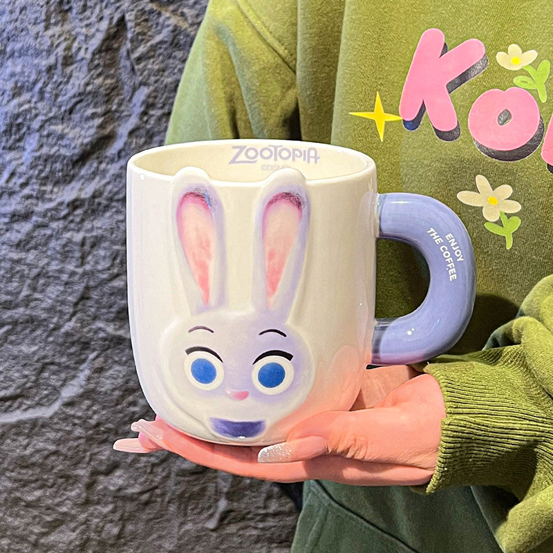 Jodie caricatura taza de cerámica relieve taza de agua casera taza de alta marca taza de oficina regalo de mano taza de pareja