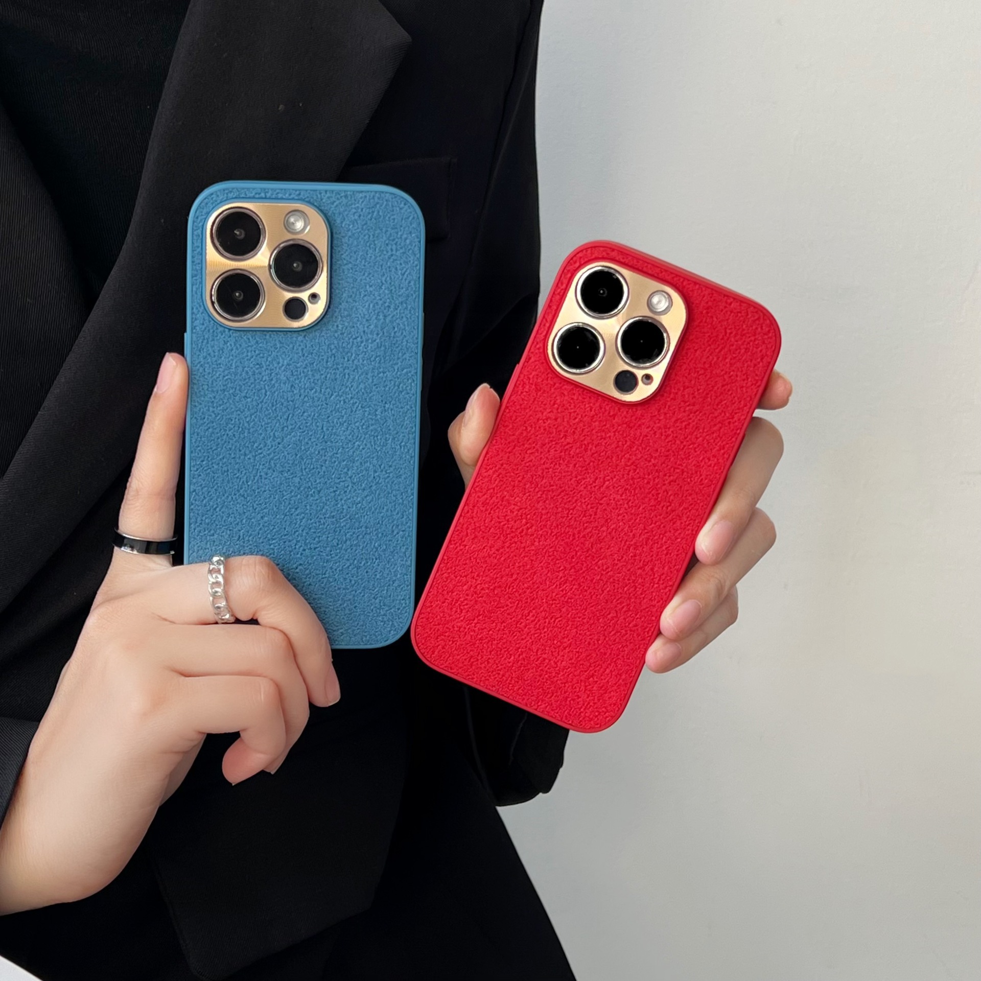 Otoño e invierno color sólido patrón de pozo de luna para Apple 16ProMax funda para teléfono móvil iphone14 simple 15 hombres y mujeres 13 todo incluido