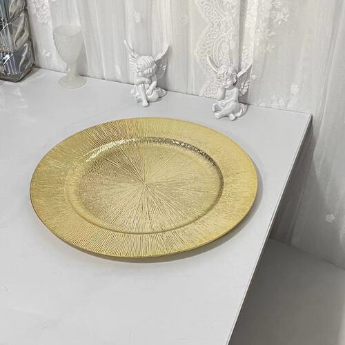 Foreign trade transparent wedding hotel party spray paint craft decorative plastic deep fruit plate gold glitter fruit plate round black