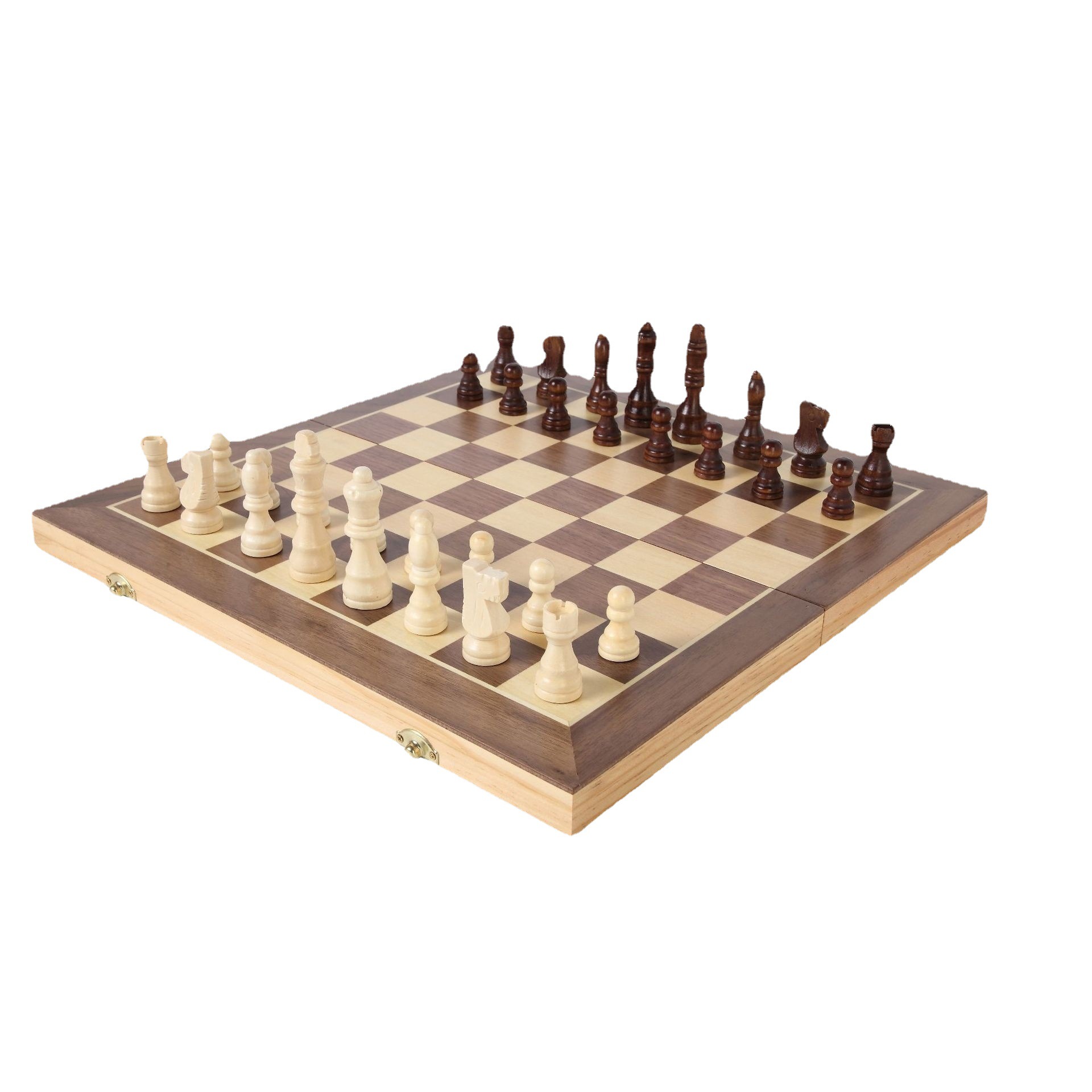 Tablero de ajedrez magnético de madera transfronterizo tablero de ajedrez plegable juego de ajedrez de inteligencia infantil damas occidentales backgammon