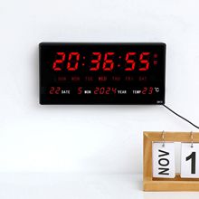 LED数码万年历电子钟表客厅大挂钟智能夜光日历数字时钟厂家直供