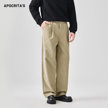 APO男装|跨境灯芯绒休闲裤子男士秋季百搭潮流宽松直筒半松紧长裤
