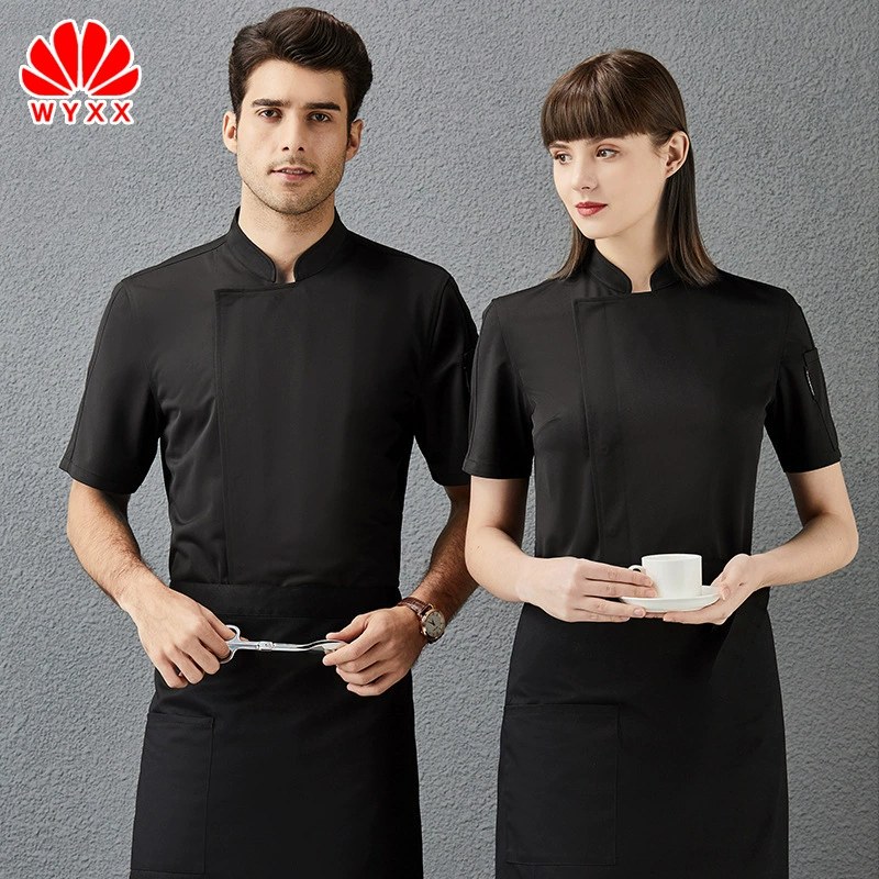 Рабочая одежда шеф-повара мужская с короткими рукавами Летний западный ресторан шеф-повар отеля выпечка торта отель одежда шеф-повара на молнии черный