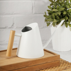 Long-mouth watering pot with wooden handle, stainless steel succulent watering pot, black household sprinkling pot, 900ML