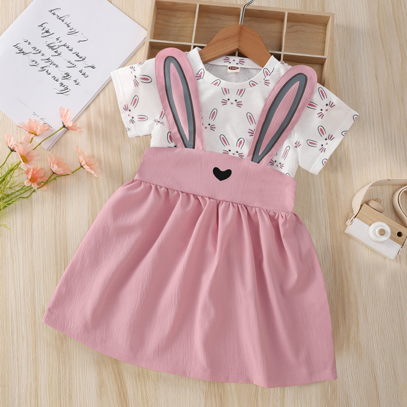 Fashion Rabbit Printing Polyester Girls Clothing Sets display picture 1