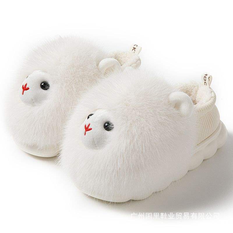 25 New Cotton Slippers with Cute Student Dormitory Home and Outdoor Wear Fashionable Alpaca Cartoon Furry Slippers