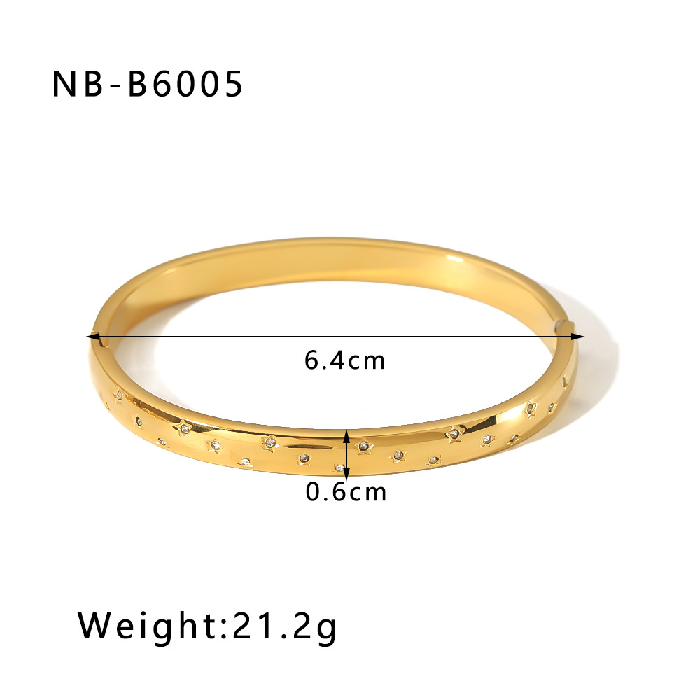 Hot Sale New Zircon Bracelet Roman Numeral Rhombus Jewelry Pentagram Stainless Steel Plated Real Gold Jewelry_voghion.com