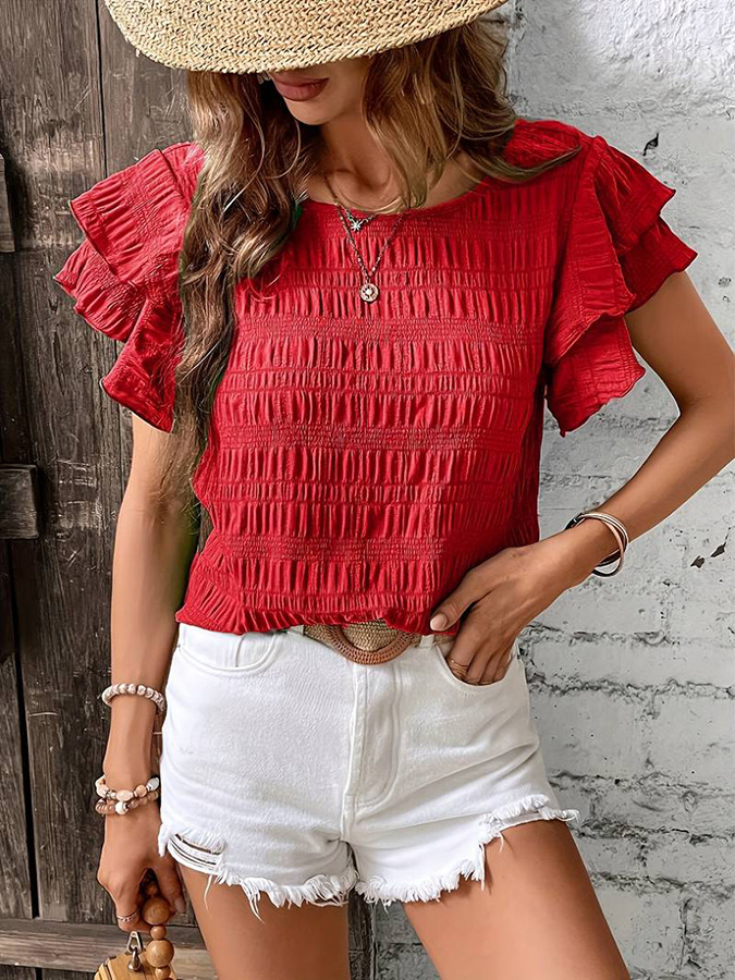 Women's T-shirt Short Sleeve Blouses Streetwear Solid Color display picture 1