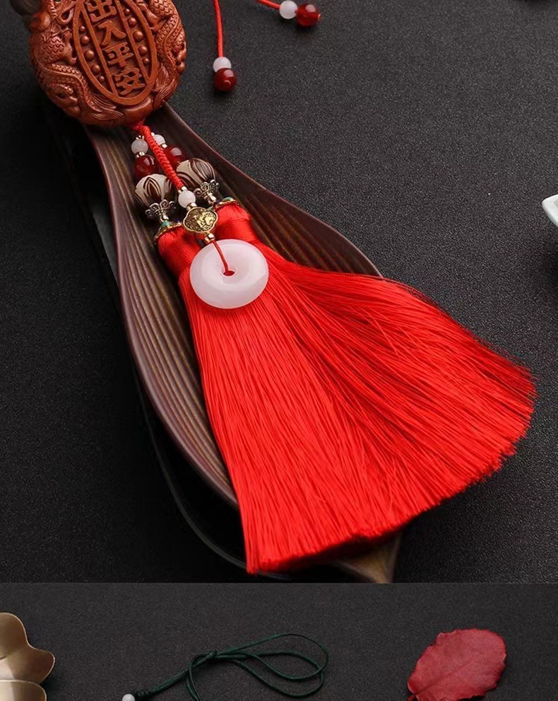 Car pendant safety sign peach wood access safety pendant car interior ornaments car men's high-end safety pendant