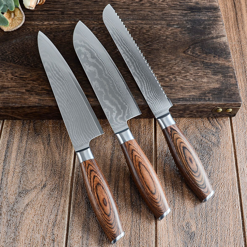 Cuchillo de cocina de acero inoxidable en stock cuchillo de cocina de Damasco cuchillo de cocina traje