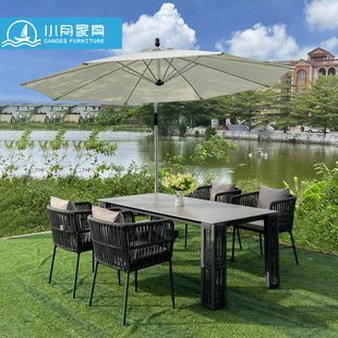 Villa Outdoor Rattan Table and Chairs Courtyard Garden Balcony Rattan Chair Outdoor Terrace Yard Waterproof Sun Protection Furniture Combination
