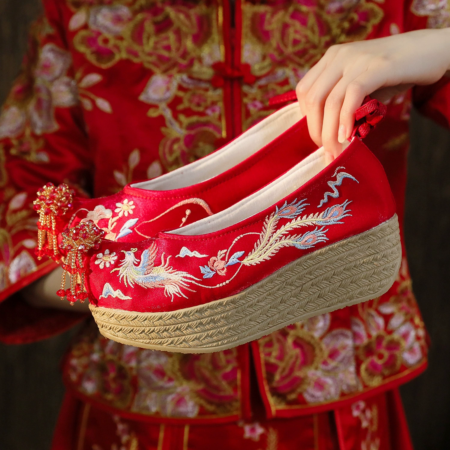 [Phoenix] 2024 новая модель Xiuhe одежда свадебные туфли с кисточками