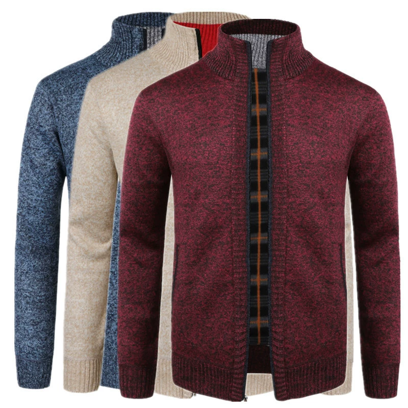 Внешняя торговля, осенне-зимний трикотажный кардиган на флисовой подкладке, свободный мужской кардиган больших размеров на флисовой подкладке, утолщенное пальто больших размеров, теплое 24
