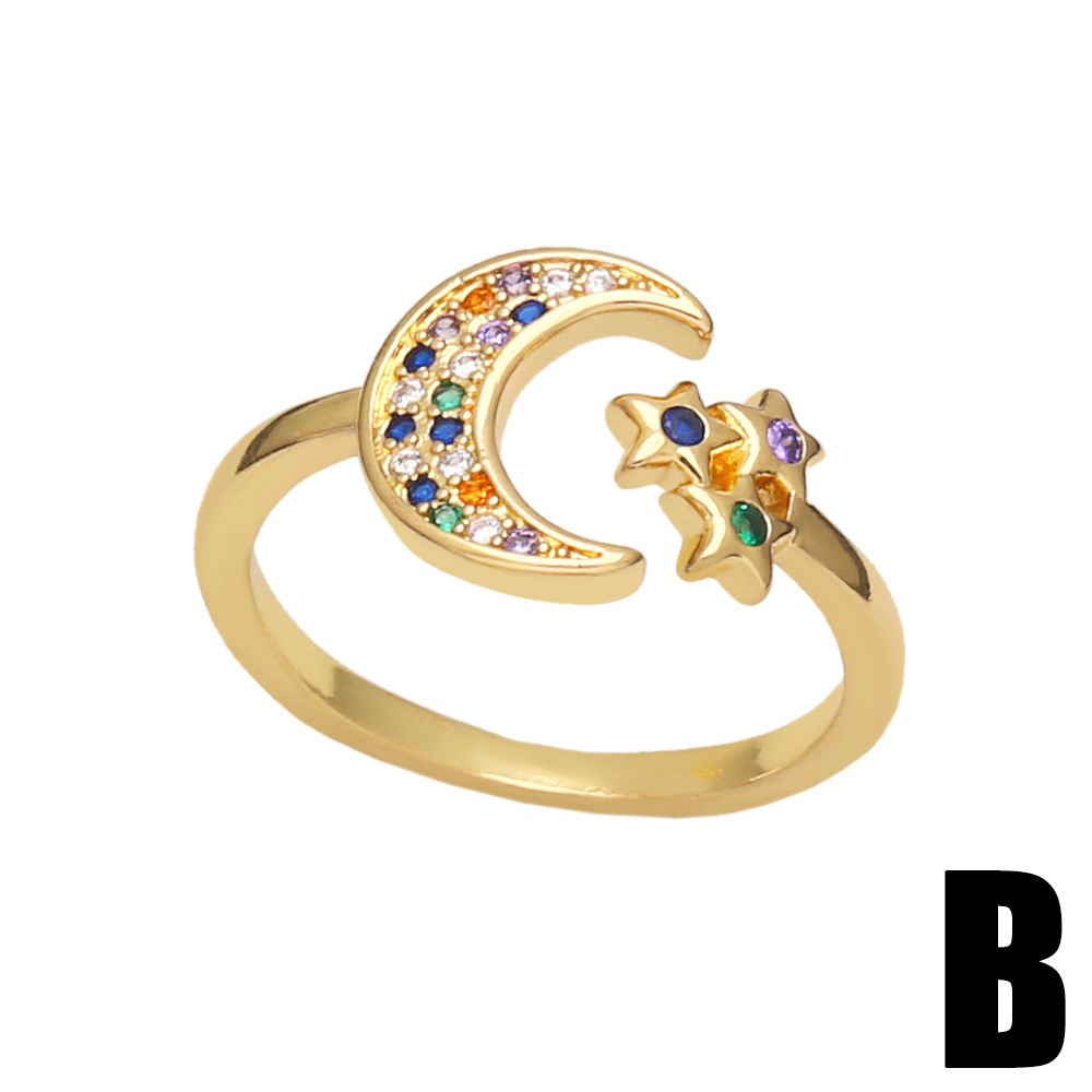 Fashion Devilu0027S Eye Star Copper Open Ring Plating Inlay Zircon Copper Rings