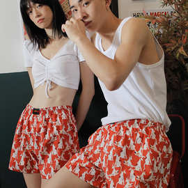 冰丝阿罗裤男士内裤底裤四角宽松夏季平角居家短裤情侣睡裤大裤衩