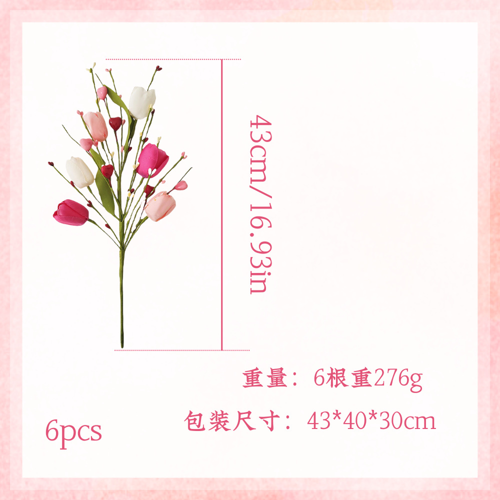 Transfronterizos 6 flores de flores de flores de flores de boda de tulipán de berry en el día de San Valentín
