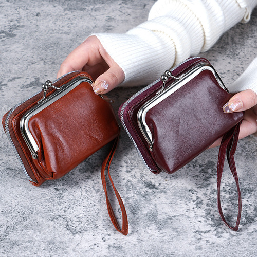 New Wallet Women's Fashion Wrist Strap Short Coin Purse Large Capacity Coin Clip Bag Multi-Card Slot Card Holder Wallet