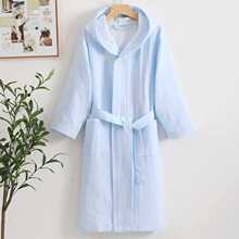 ✅A类带帽儿童带扣纱布浴袍宝宝柔软浴巾春夏加密婴儿浴衣吸水全