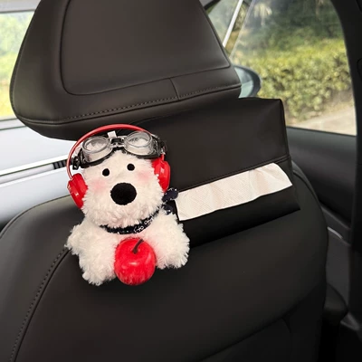 2026 New Model West Highland Car Tissue Box, Car Headrest Tissue Holder, Seat-Mounted Car Tissue Bag, Cute for Women (Car tissue box/set) - hug-apple-west-highland-black-tissue-box